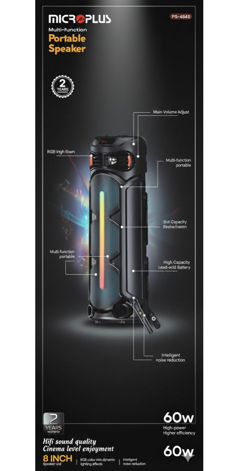 Heavy Duty Portable Speaker 3x8-Inch, 60W PS-4845